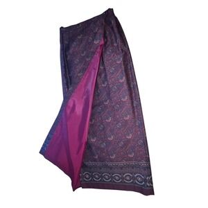 Vintage Breeches Burgundy Paisley Maxi Wrap Skirt 100% Cotton Made in USA Size 8